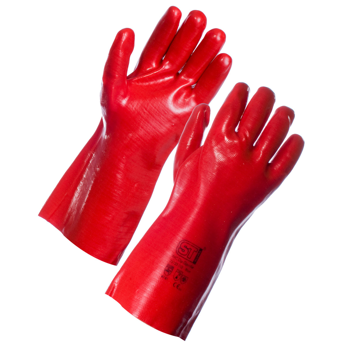 RED PVC DIP GAUNTLET GLOVE - 11" length x 1 pair