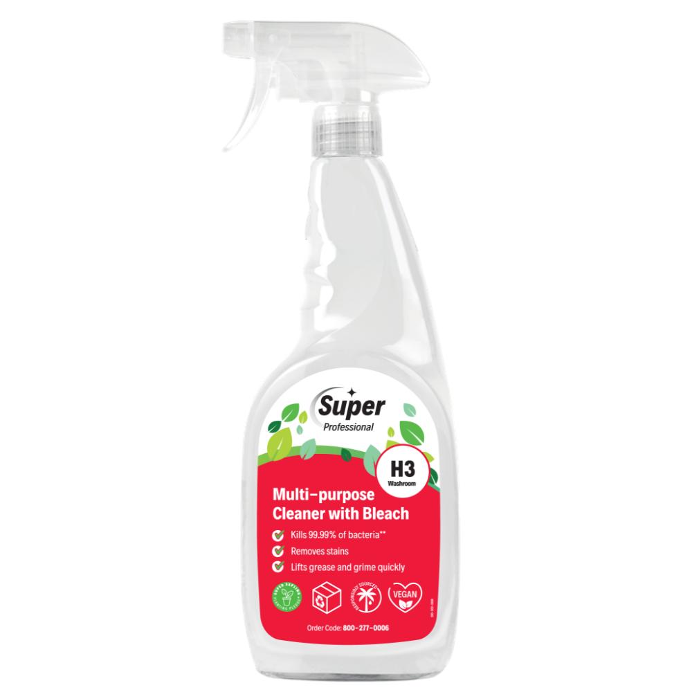 H3 - MULTI PURPOSE CLEANER WITH BLEACH, Mirius Trigger Spray x 750ml