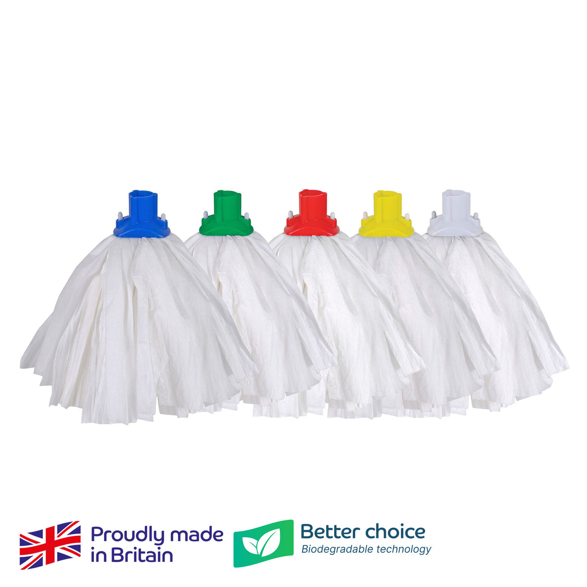MOPHEAD - EXEL BIG WHITE NON WOVEN FABRIC, semi-disposable, colour coded socket, pack of 10 same colour mopheads