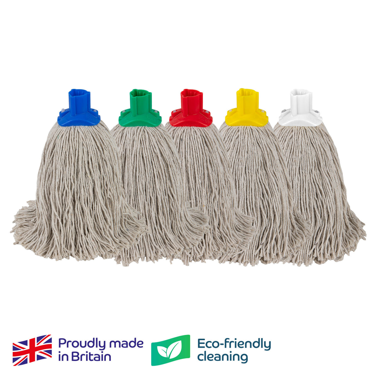 MOPHEAD - EXEL CORD/TWINE 250GM, colour coded socket,    pack of 5 same colour mopheads