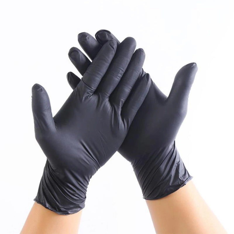 BLACK NITRILE 5.5 GLOVES - disposable, powder-free x 100