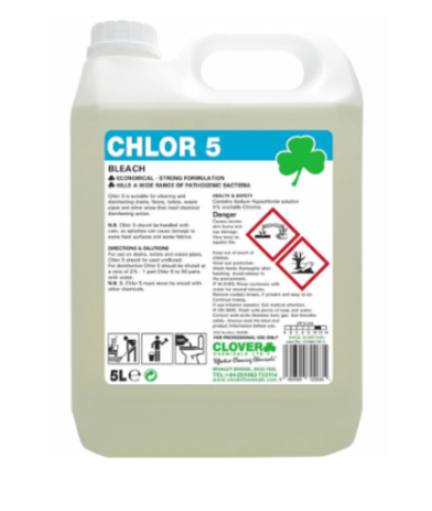 CHLOR 5, bleach - Clover   x 5Lt
