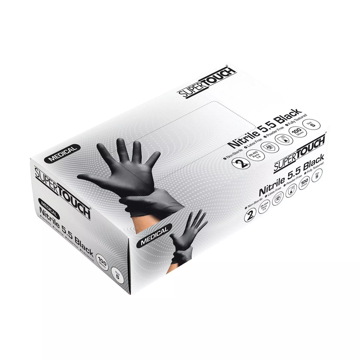 BLACK NITRILE 5.5 GLOVES - disposable, powder-free x 100