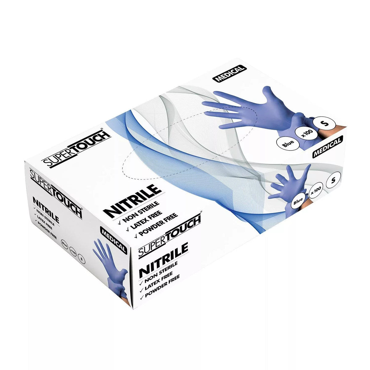 DISPOSABLE BLUE NITRILE GLOVES, powder-free x 100