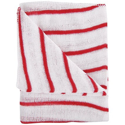 DISHCLOTHS - RED STRIPE , x 10